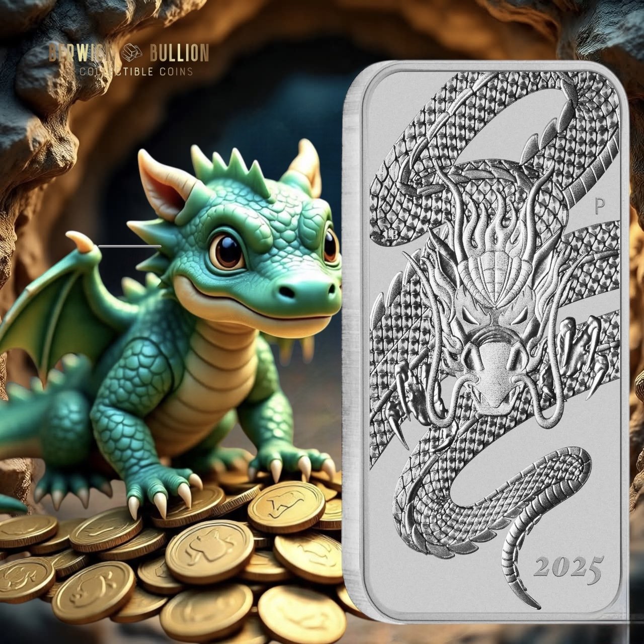 Perth Mint 2025 1oz Silver Dragon Rectangular Bullion Coin in Capsule ...