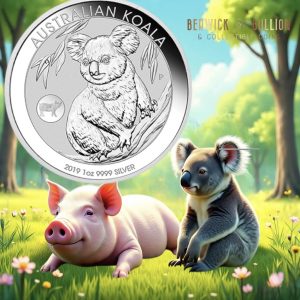 Perth Mint 2019 Australian Koala with Pig Privy 1oz Silver Bullion Coin in Capsule (1oz)