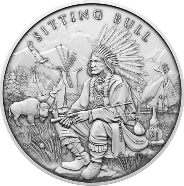 Silvertowne Mint 1 oz Legendary Warrior Sitting Bull Silver Round in Tube (20oz)