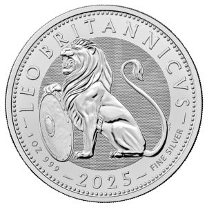 The Royal Mint British Lion 2025 UK 1oz Silver Bullion Coin in Tube (25oz)
