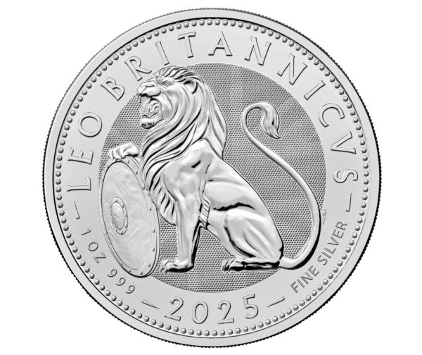 The Royal Mint British Lion 2025 UK 1oz Silver Bullion Coin in Tube (25oz)