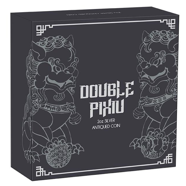2021 Perth Mint 2oz Double Pixiu Antiqued Silver Coin - Image 2