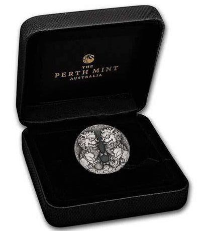 2021 Perth Mint 2oz Double Pixiu Antiqued Silver Coin