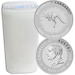 Perth Mint 2026 Australian Kangaroo 1oz Silver Bullion Coin in Tube (25oz)