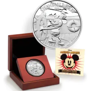 2014 New Zealand Mint Disney Mickey Mouse Steamboat Willie 1 oz Silver Proof Coin