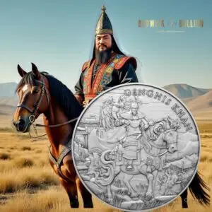 Silvertowne Mint 1oz Legendary Warrior Genghis Khan Silver Round in Capsule (1oz)