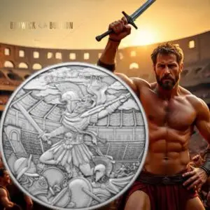 Silvertowne Mint 1oz Legendary Warrior Spartacus Silver Round in Capsule (1oz)