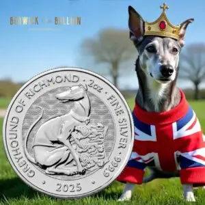 The Royal Mint Tudor Beasts 2025 Greyhound of Richmond 2oz Silver Bullion Coin (2oz)