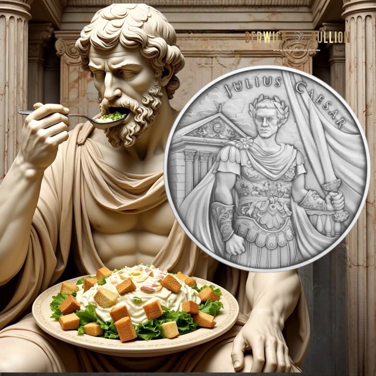 Silvertowne Mint 1oz Legendary Warrior Julius Caesar Silver Round in Capsule (1oz)