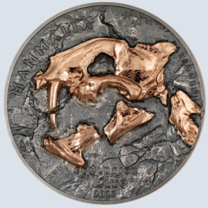 2023 Mongolia Evolution of Life – Nimravidae 1oz Gilded Silver Antique Finish Proof Coin