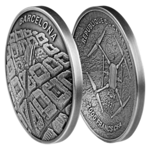 2021 Cameroon Barcelona – Labyrinth From Drone Eye View 2oz Silver Antique Finish Proof Coin