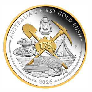 Perth Mint Australia's First Gold Rush 175th Anniversary 2026 1oz Silver Proof Gilded Coin