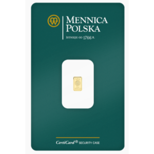 Mennica Polska 0.5g Gold Bar CertiCard Assay Card