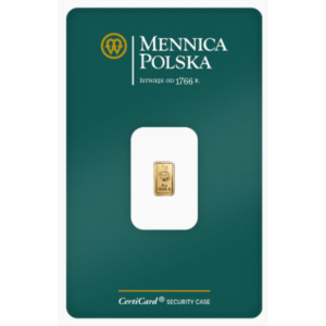 Mennica Polska 1g Gold Bar CertiCard Assay Card