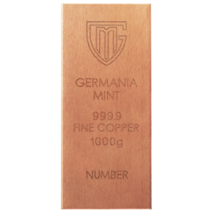 Germania Mint 1000 gram (1kg) Copper Raw Bar
