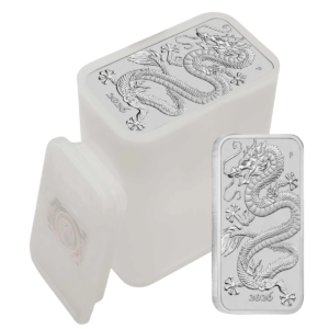 Perth Mint 2026 Dragon 1oz Silver Rectangular Bullion Coin in Tube (20oz)
