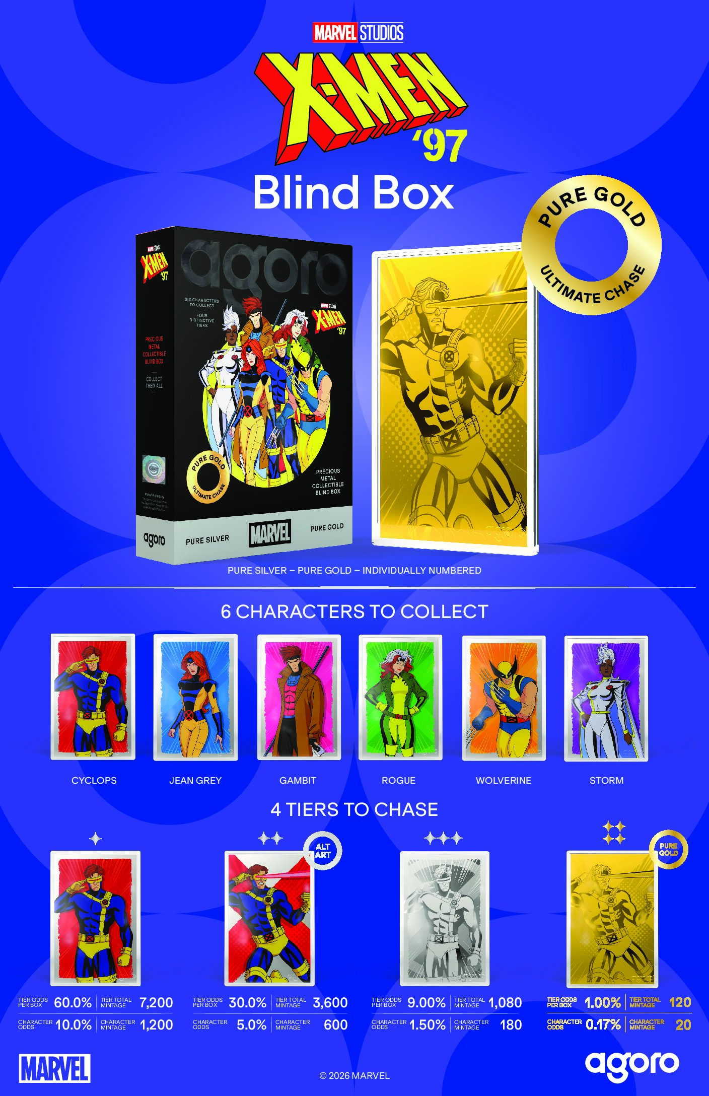 Marvel X-Men '97 Heroes Blind Box 5g Silver Foil