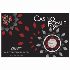 Perth Mint 2023 James Bond Casino Royale Casino Chip 1oz Silver Coloured Coin