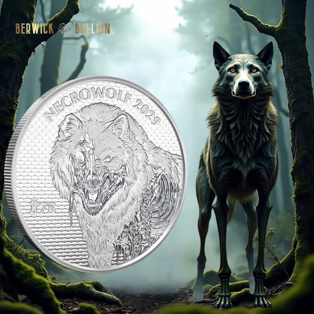 Zombucks World Necrowolf 1oz Silver Round in Capsule (1oz)