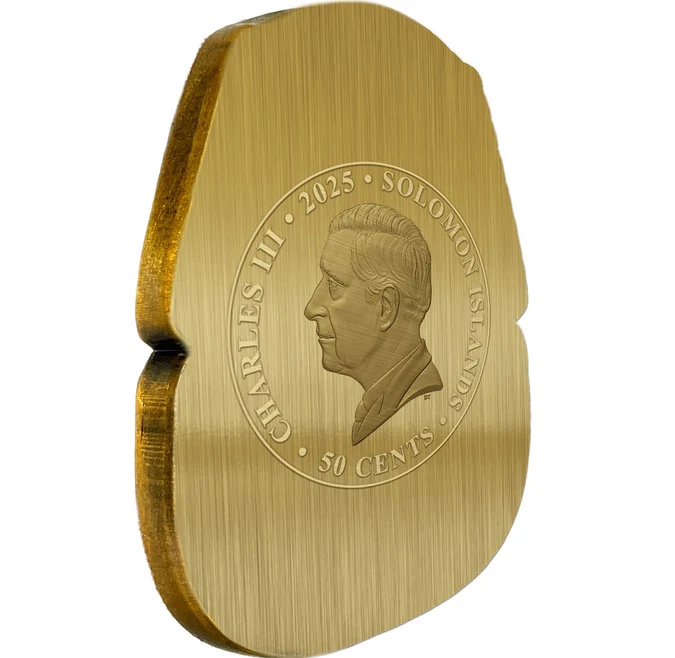 2025 Solomon Islands 50 Cents Tutankhamun Death Mask Zinc Alloy Gold-Plated Coin - Image 4
